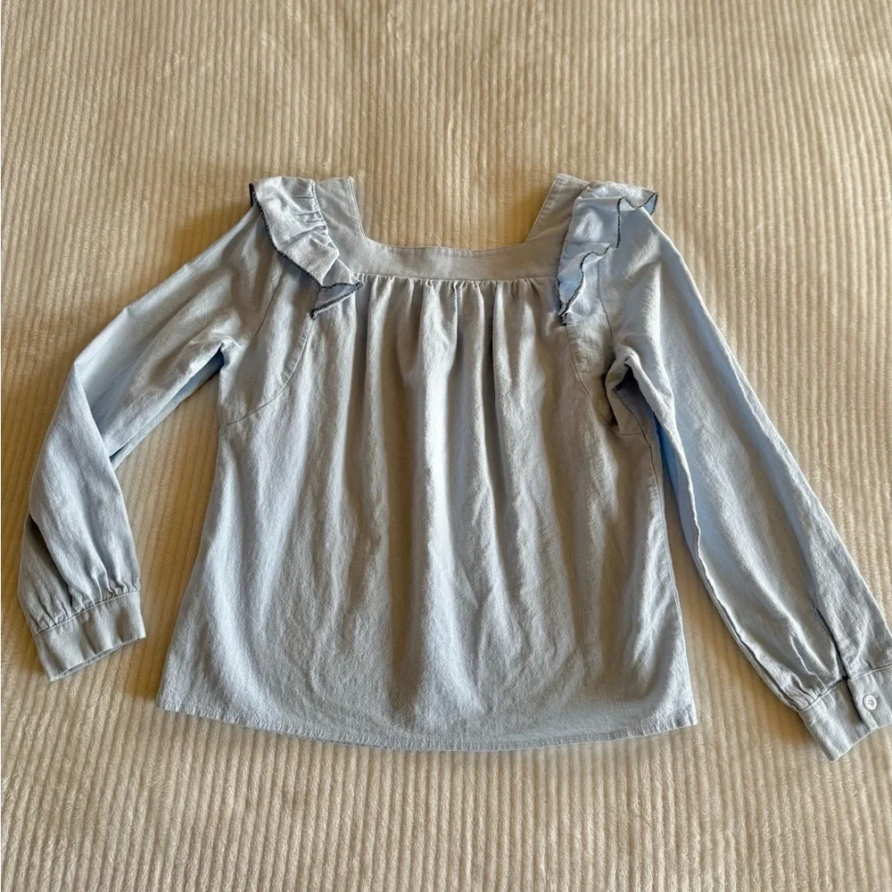 Denim Blue Ruffle Top - Picture 4 of 4